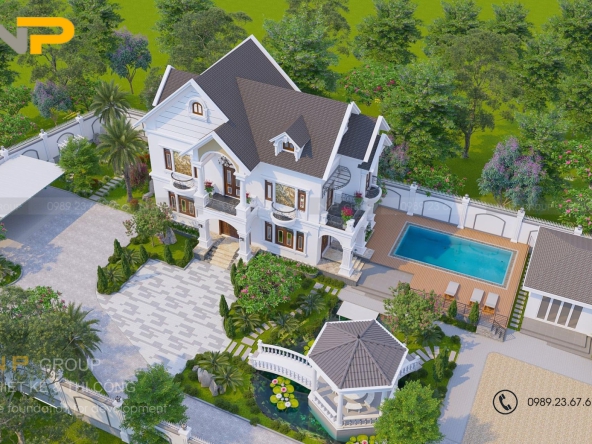 Nhà Biệt Thự Mái Thái 3 Tầng ( Chị Hiền Anh Thái ) - 8,6 x 18,5m , Cần Giuộc , Long An
