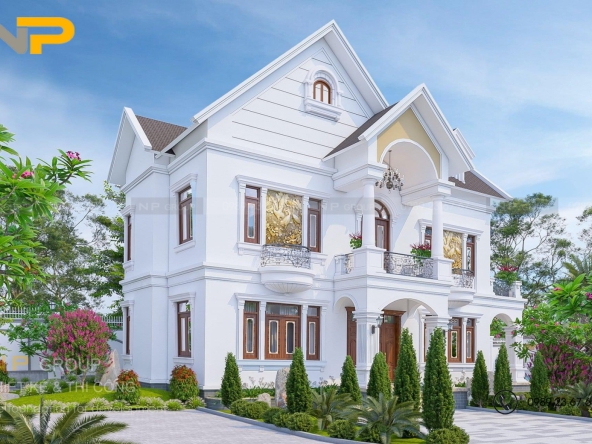 Nhà Biệt Thự Mái Thái 3 Tầng ( Chị Hiền Anh Thái ) - 8,6 x 18,5m , Cần Giuộc , Long An
